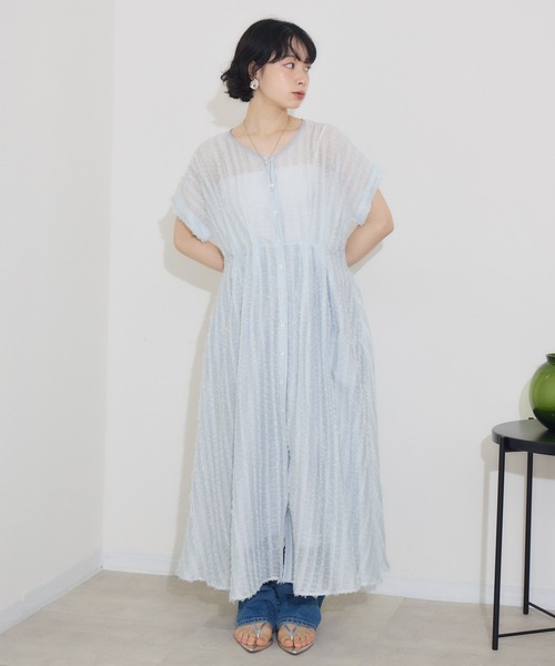 KATHARINE ROSS（キャサリンロス）の「【KATHARINE ROSS】ストライプカットドビーワンピース（ワンピース・レディース・ライトブルー/ブラック・MEDIUM）」の15枚目の写真