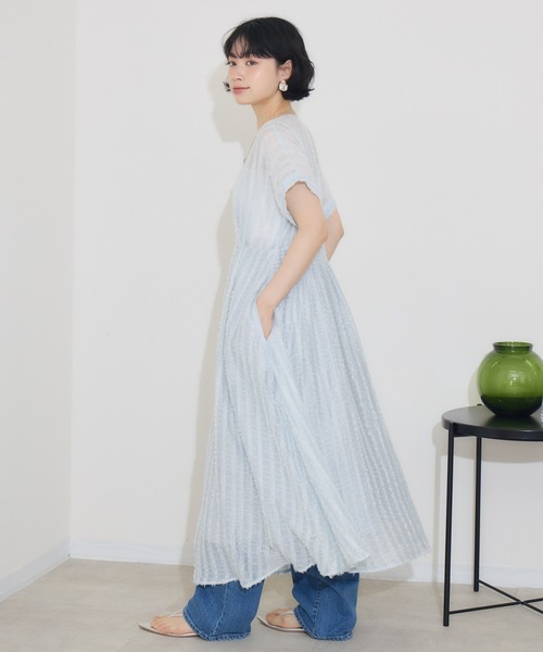 KATHARINE ROSS（キャサリンロス）の「【KATHARINE ROSS】ストライプカットドビーワンピース（ワンピース・レディース・ライトブルー/ブラック・MEDIUM）」の14枚目の写真