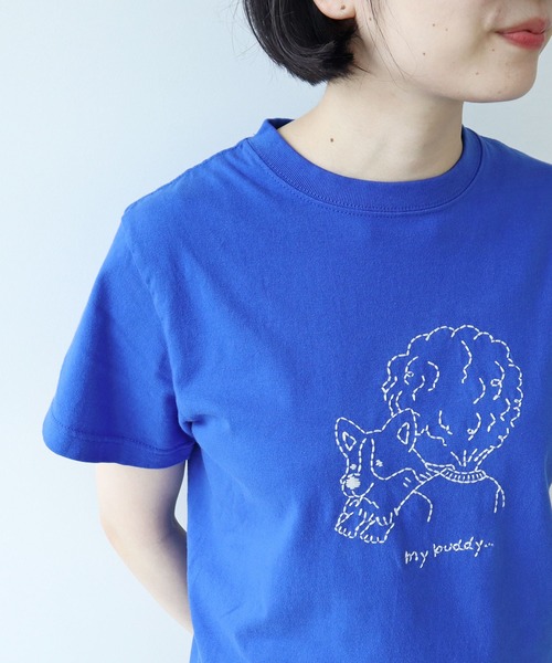 PAR ICI(パーリッシィ)の「【WEB限定】corgi & boy Tシャツ(Tシャツ/カットソー・レディース・グレー/ホワイト/ブルー・FREE)」の3枚目の写真