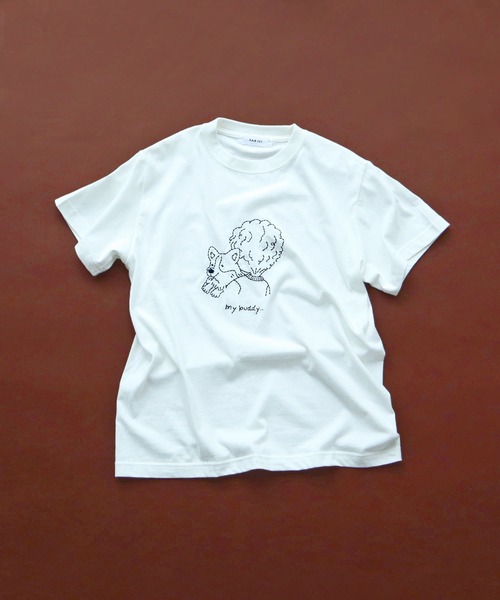 PAR ICI(パーリッシィ)の「【WEB限定】corgi & boy Tシャツ(Tシャツ/カットソー・レディース・グレー/ホワイト/ブルー・FREE)」の11枚目の写真