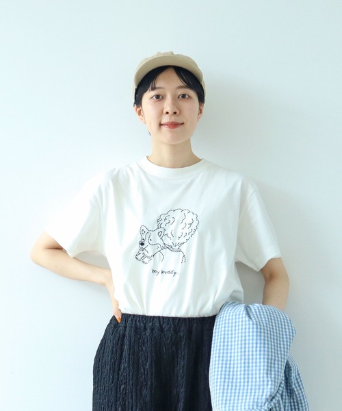 PAR ICI(パーリッシィ)の「【WEB限定】corgi & boy Tシャツ(Tシャツ/カットソー・レディース・グレー/ホワイト/ブルー・FREE)」の17枚目の写真