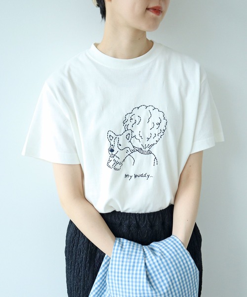 PAR ICI(パーリッシィ)の「【WEB限定】corgi & boy Tシャツ(Tシャツ/カットソー・レディース・グレー/ホワイト/ブルー・FREE)」の14枚目の写真