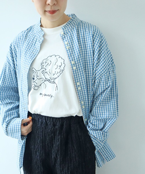 PAR ICI(パーリッシィ)の「【WEB限定】corgi & boy Tシャツ(Tシャツ/カットソー・レディース・グレー/ホワイト/ブルー・FREE)」の4枚目の写真