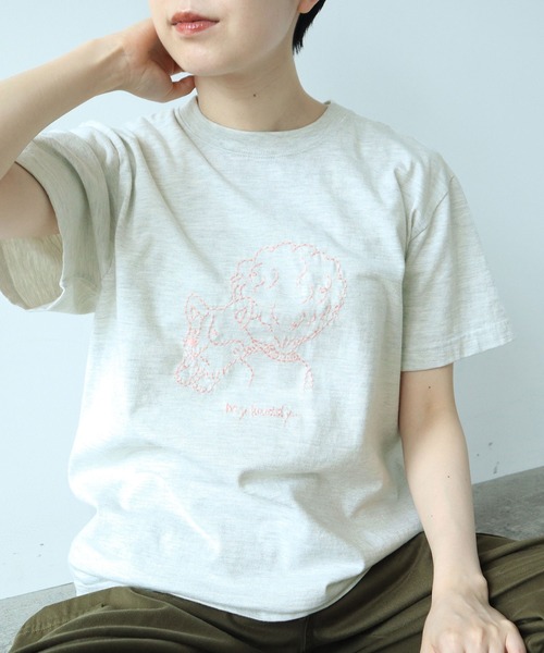 PAR ICI(パーリッシィ)の「【WEB限定】corgi & boy Tシャツ(Tシャツ/カットソー・レディース・グレー/ホワイト/ブルー・FREE)」の10枚目の写真