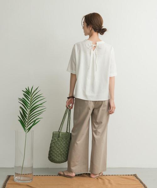 URBAN RESEARCH DOORS（アーバンリサーチドアーズ）の「リネンレーヨンバックリボンブラウス（シャツ/ブラウス・レディース・ブラック/オフホワイト/ミント・MEDIUM）」の10枚目の写真