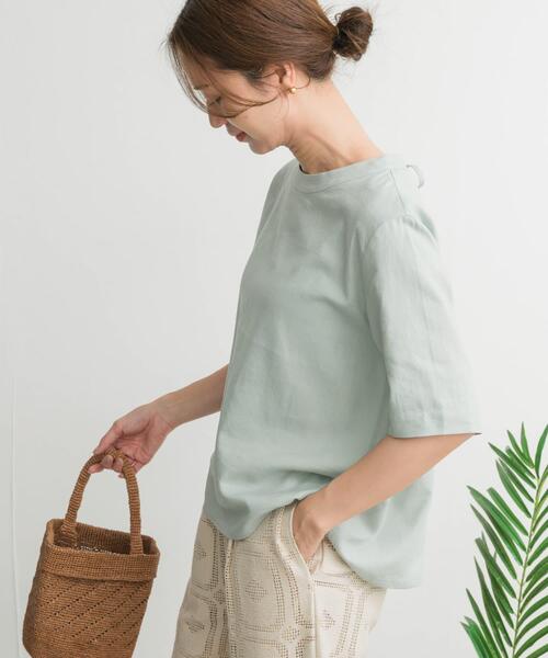 URBAN RESEARCH DOORS（アーバンリサーチドアーズ）の「リネンレーヨンバックリボンブラウス（シャツ/ブラウス・レディース・ブラック/オフホワイト/ミント・MEDIUM）」の14枚目の写真