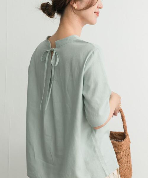 URBAN RESEARCH DOORS（アーバンリサーチドアーズ）の「リネンレーヨンバックリボンブラウス（シャツ/ブラウス・レディース・ブラック/オフホワイト/ミント・MEDIUM）」の15枚目の写真
