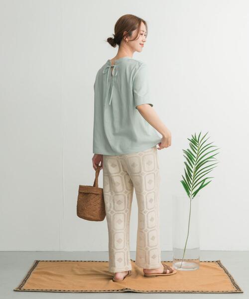 URBAN RESEARCH DOORS（アーバンリサーチドアーズ）の「リネンレーヨンバックリボンブラウス（シャツ/ブラウス・レディース・ブラック/オフホワイト/ミント・MEDIUM）」の20枚目の写真