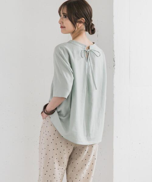 URBAN RESEARCH DOORS（アーバンリサーチドアーズ）の「リネンレーヨンバックリボンブラウス（シャツ/ブラウス・レディース・ブラック/オフホワイト/ミント・MEDIUM）」の22枚目の写真