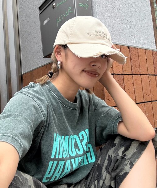 CIAOPANIC TYPY(チャオパニックティピー)の「【UNISEX】ダメージロゴキャップ(キャップ・レディース・アイボリー/レッド/チャコールグレー・ONE SIZE)」の7枚目の写真