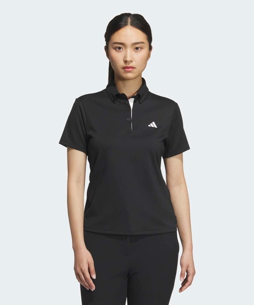 adidas(アディダス)の「ストレッチ 半袖ボタンダウンシャツ【adidas Golf/アディダスゴルフ】(ポロシャツ・レディース・ホワイト/ブラック・SMALL/X-LARGE/LARGE/MEDIUM/XX-LARGE/X-SMALL)」の2枚目の写真