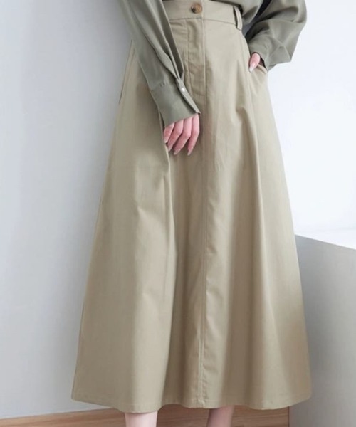 Beststore(ベストストア)の「スカート スウェット Aライン ロングスカート ハイウエスト スカート(スカート・レディース・ブラック/ベージュ/グレー/オリーブ・S/M/L)」の14枚目の写真