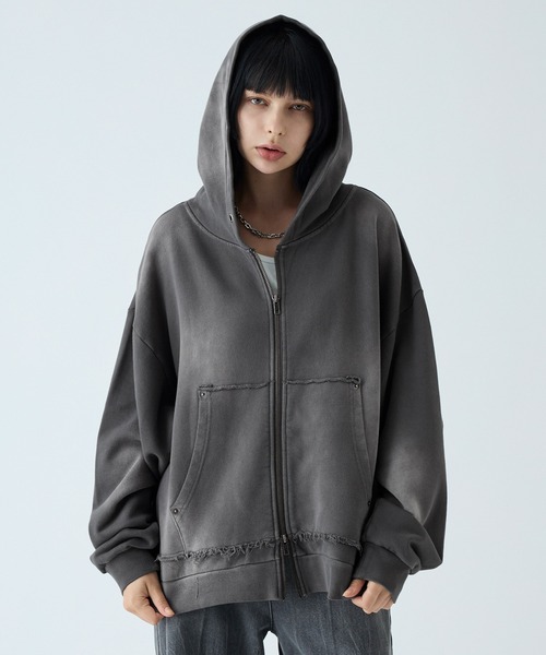 セール】【VELNUS】Vintage Make Heavyweight Double Zip Hoodie