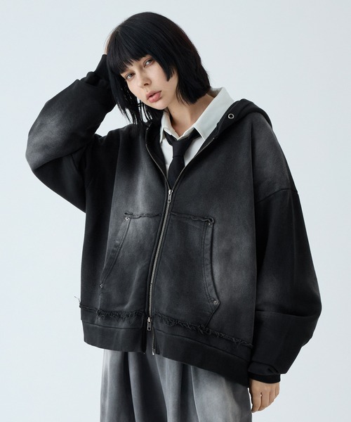 セール】【VELNUS】Vintage Make Heavyweight Double Zip Hoodie