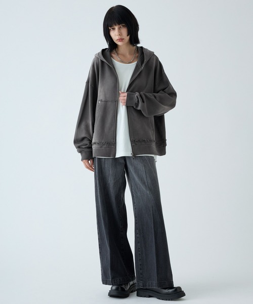 セール】【VELNUS】Vintage Make Heavyweight Double Zip Hoodie