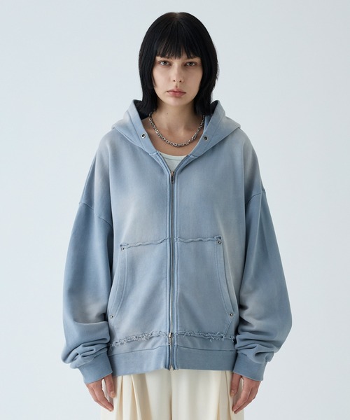 セール】【VELNUS】Vintage Make Heavyweight Double Zip Hoodie