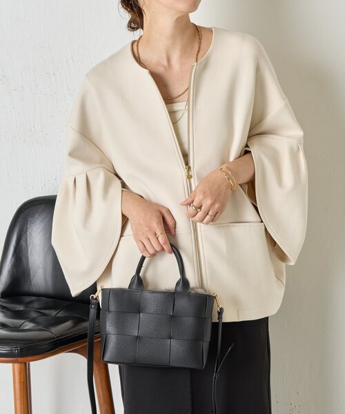 Jena espace merveilleux（ジェナ　エスパスメルヴェイユ）の「【上品/体系カバー】チューリップスリーブジップジャケット（その他アウター・レディース・アイボリー/ブラック・FREE）」の6枚目の写真