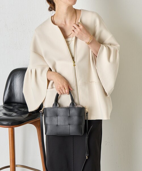 Jena espace merveilleux（ジェナ　エスパスメルヴェイユ）の「【上品/体系カバー】チューリップスリーブジップジャケット（その他アウター・レディース・アイボリー/ブラック・FREE）」の7枚目の写真