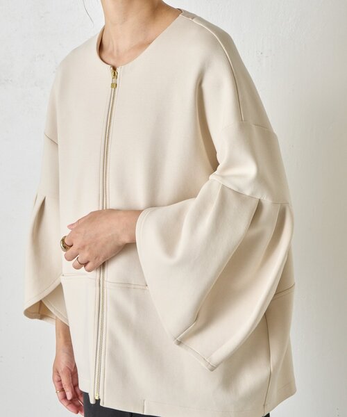 Jena espace merveilleux（ジェナ　エスパスメルヴェイユ）の「【上品/体系カバー】チューリップスリーブジップジャケット（その他アウター・レディース・アイボリー/ブラック・FREE）」の18枚目の写真