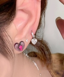 UP START（アップスタート）の「【MASHIRO】クリアハートクロスモチーフボディーピアス2点セット ペア（MA/EK395）（ピアス（両耳用））」