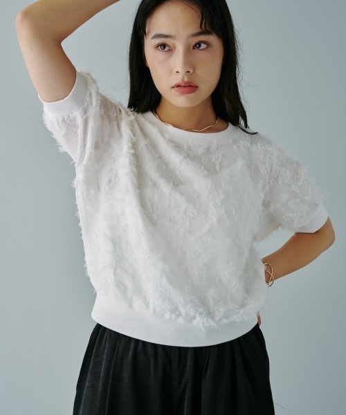 terrace（テラス）の「フリンジジャカードプルオーバートップス（その他トップス・レディース・ミント/オフホワイト/ブラック・MEDIUM）」の5枚目の写真