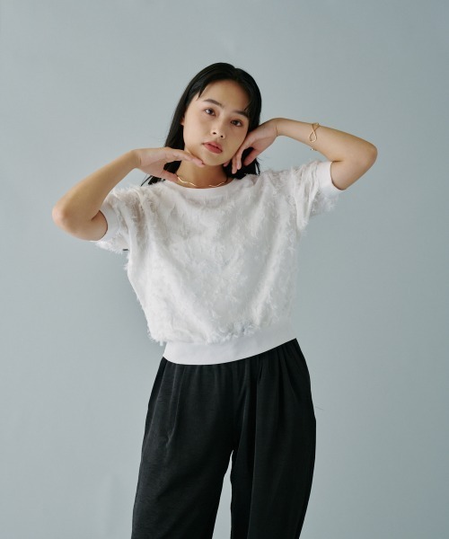 terrace（テラス）の「フリンジジャカードプルオーバートップス（その他トップス・レディース・ミント/オフホワイト/ブラック・MEDIUM）」の7枚目の写真