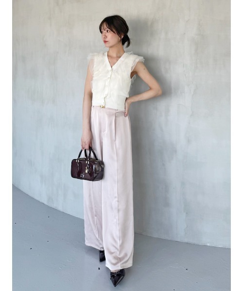 Sustainableチュールフリルニットプルオーバー　【 snidel 】 Sustainableチュールフリルニットプルオーバー(ニット