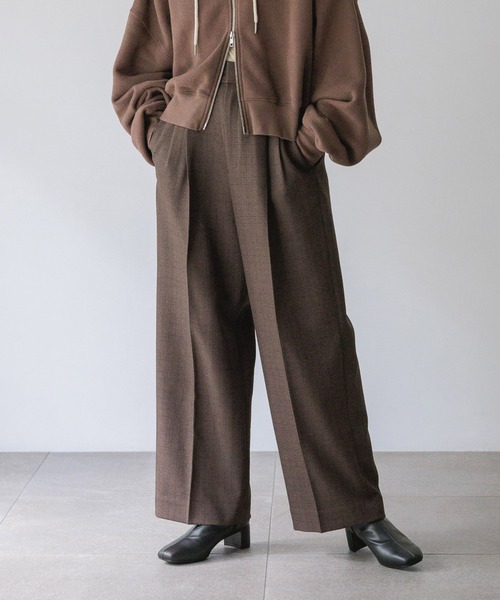 LOWRYS FARM（ローリーズファーム）の「ラナテックワイドパンツ　455404（その他パンツ・レディース・ブラウン系その他/ブラウン/チャコールグレー/チェック・SMALL/MEDIUM/LARGE）」の4枚目の写真