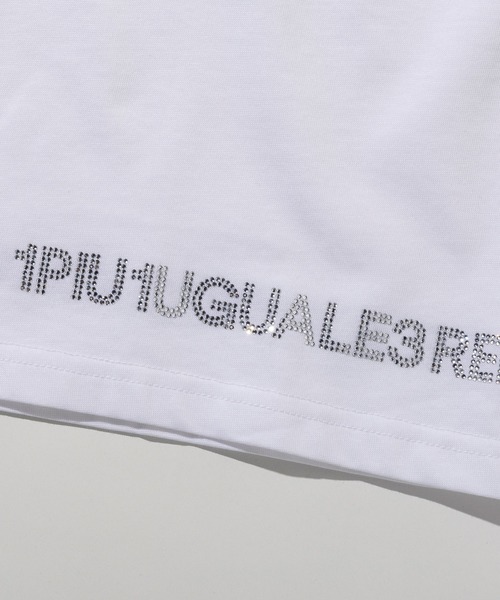 1PIU1UGUALE3 RELAX (ウノピゥウノウグァーレトレ リラックス)の「1PIU1UGUALE3 RELAX(ウノピゥウノウグァーレトレ リラックス)シルケット素材 ラインストーン ブランドロゴ 半袖Tシャツ(Tシャツ/カットソー・メンズ・ホワイト/ベージュ/ブラック・S/M/L/XL/XXL)」の9枚目の写真