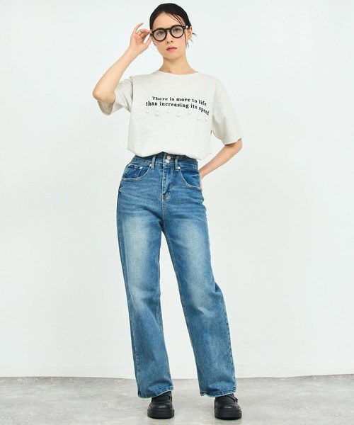 ANAP(アナップ)の「雫 パール 付き テキスト 刺繍 Tシャツ(Tシャツ/カットソー・レディース・ダークグレー/ホワイト/ライトグレー・FREE)」の10枚目の写真