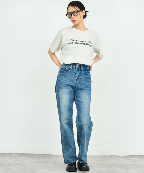 ANAP(アナップ)の「雫 パール 付き テキスト 刺繍 Tシャツ(Tシャツ/カットソー・レディース・ダークグレー/ホワイト/ライトグレー・FREE)」の11枚目の写真
