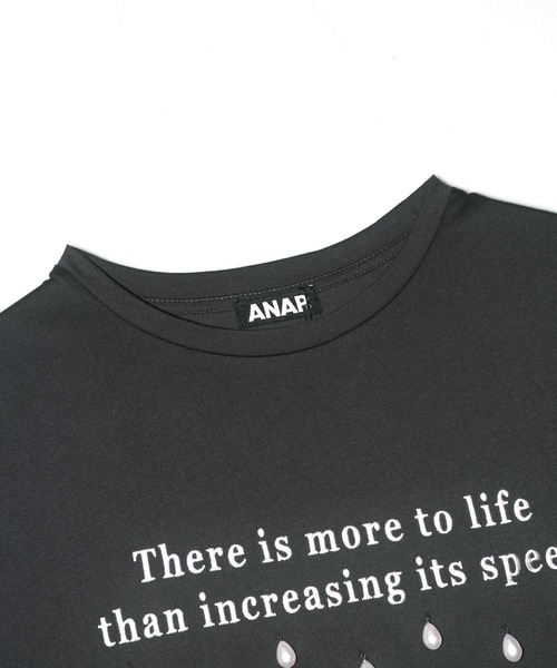 ANAP(アナップ)の「雫 パール 付き テキスト 刺繍 Tシャツ(Tシャツ/カットソー・レディース・ダークグレー/ホワイト/ライトグレー・FREE)」の17枚目の写真