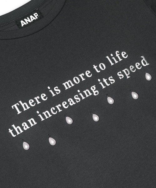 ANAP(アナップ)の「雫 パール 付き テキスト 刺繍 Tシャツ(Tシャツ/カットソー・レディース・ダークグレー/ホワイト/ライトグレー・FREE)」の18枚目の写真
