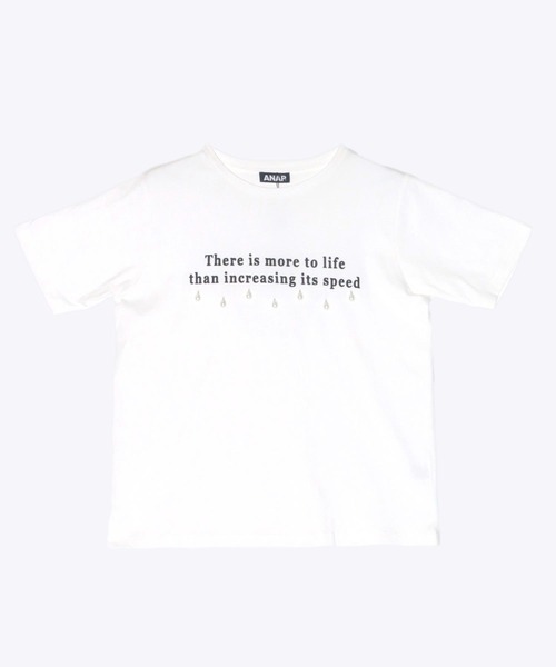 ANAP(アナップ)の「雫 パール 付き テキスト 刺繍 Tシャツ(Tシャツ/カットソー・レディース・ダークグレー/ホワイト/ライトグレー・FREE)」の22枚目の写真