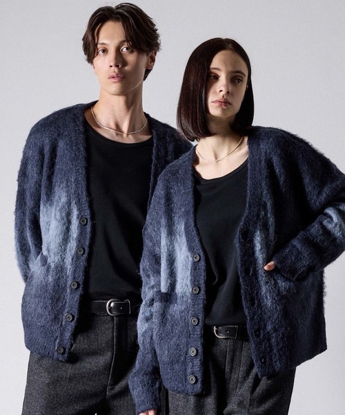 CLEL】Alpaca Blend Shaggy V-Neck Cardigan / アルパカブレンド