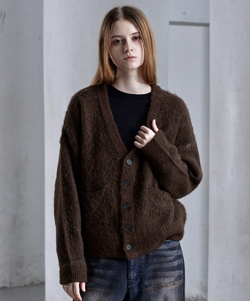 CLEL】Alpaca Blend Shaggy V-Neck Cardigan / アルパカブレンド