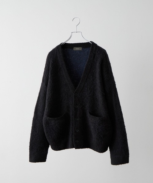 clel アルパカブレンドシャギーVネックカーディガン　ブラック　XS CLEL】Alpaca Blend Shaggy V-Neck Cardigan / アルパカブレンド