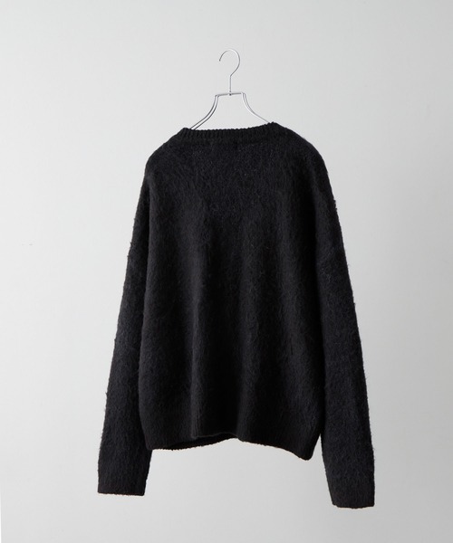 clel アルパカブレンドシャギーVネックカーディガン　ブラック　XS CLEL】Alpaca Blend Shaggy V-Neck Cardigan / アルパカブレンド