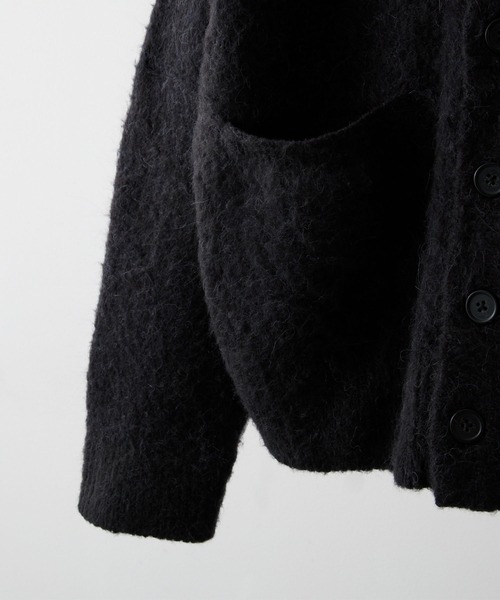 clel アルパカブレンドシャギーVネックカーディガン　ブラック　XS CLEL】Alpaca Blend Shaggy V-Neck Cardigan / アルパカブレンド