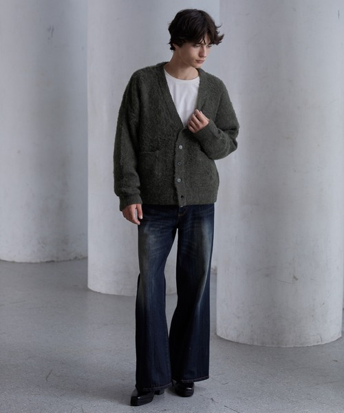 CLEL】Alpaca Blend Shaggy V-Neck Cardigan / アルパカブレンド