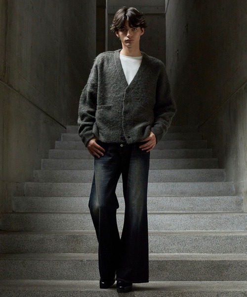 clel アルパカブレンドシャギーVネックカーディガン　ブラック　XS CLEL】Alpaca Blend Shaggy V-Neck Cardigan / アルパカブレンド