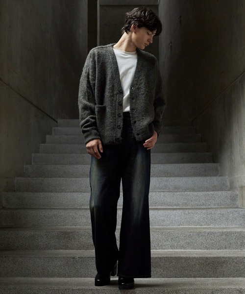 CLEL】Alpaca Blend Shaggy V-Neck Cardigan / アルパカブレンド