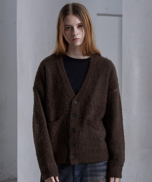 clel アルパカブレンドシャギーVネックカーディガン　ブラック　XS CLEL カーディガン 「CLEL」Alpaca Blend Shaggy V-Neck