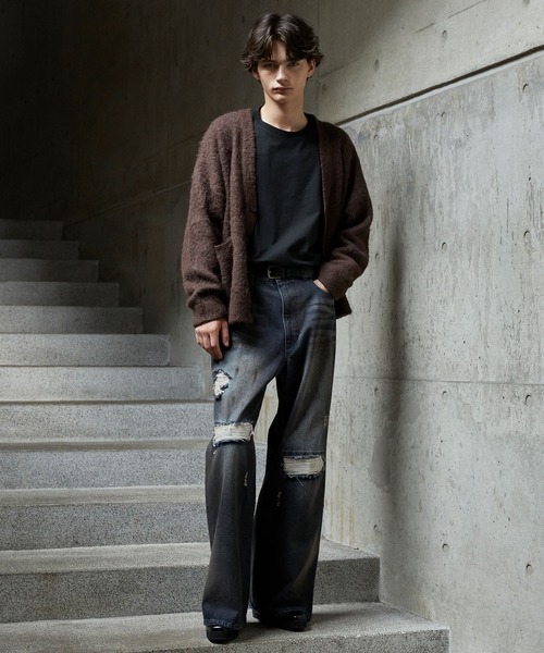 CLEL】Alpaca Blend Shaggy V-Neck Cardigan / アルパカブレンド