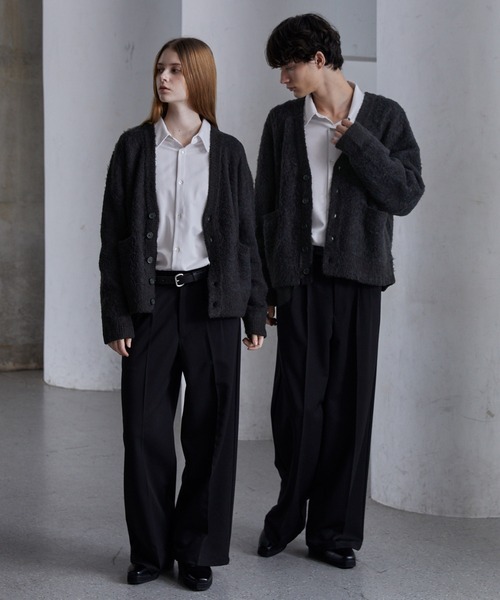 clel アルパカブレンドシャギーVネックカーディガン　ブラック　XS CLEL】Alpaca Blend Shaggy V-Neck Cardigan / アルパカブレンド