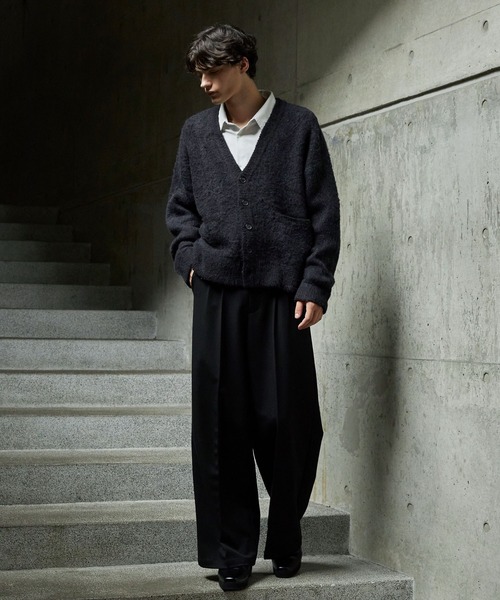 clel アルパカブレンドシャギーVネックカーディガン　ブラック　XS CLEL】Alpaca Blend Shaggy V-Neck Cardigan / アルパカブレンド