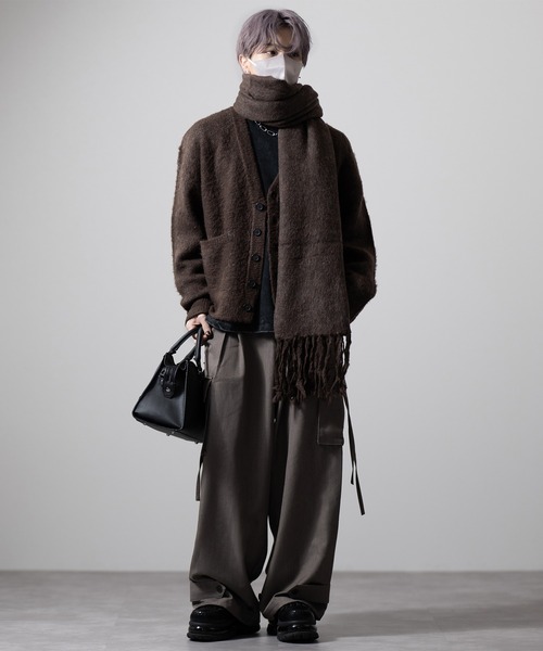 CLEL】Alpaca Blend Shaggy V-Neck Cardigan / アルパカブレンド