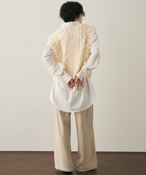 Trish（トリッシュ）の「モヘアタッチループフリンジベスト（Tシャツ/カットソー・レディース・アイボリー/グレー・MEDIUM）」の15枚目の写真