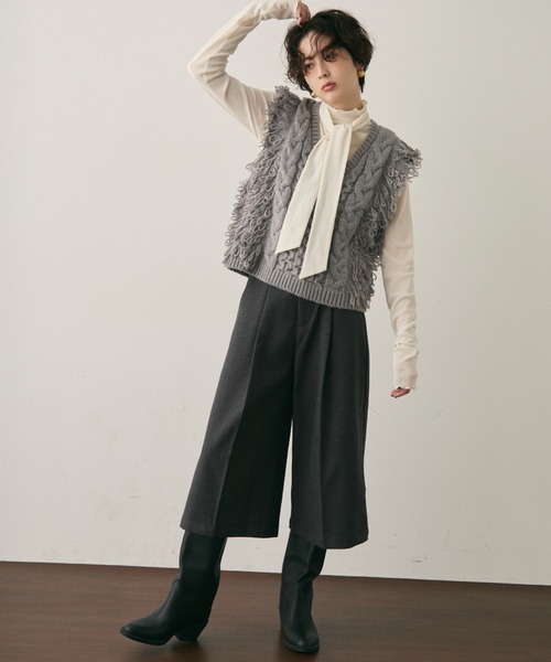 Trish（トリッシュ）の「モヘアタッチループフリンジベスト（Tシャツ/カットソー・レディース・アイボリー/グレー・MEDIUM）」の22枚目の写真