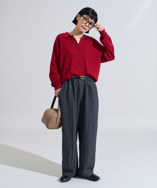 FREAK'S STORE（フリークスストア）の「マシーンウォッシャブル ウールブレンドポロニット/ ポロ襟（ニット/セーター・レディース・ライトグレー/ブラウン/レッド/レモンイエロー・ﾌﾘ-）」の20枚目の写真
